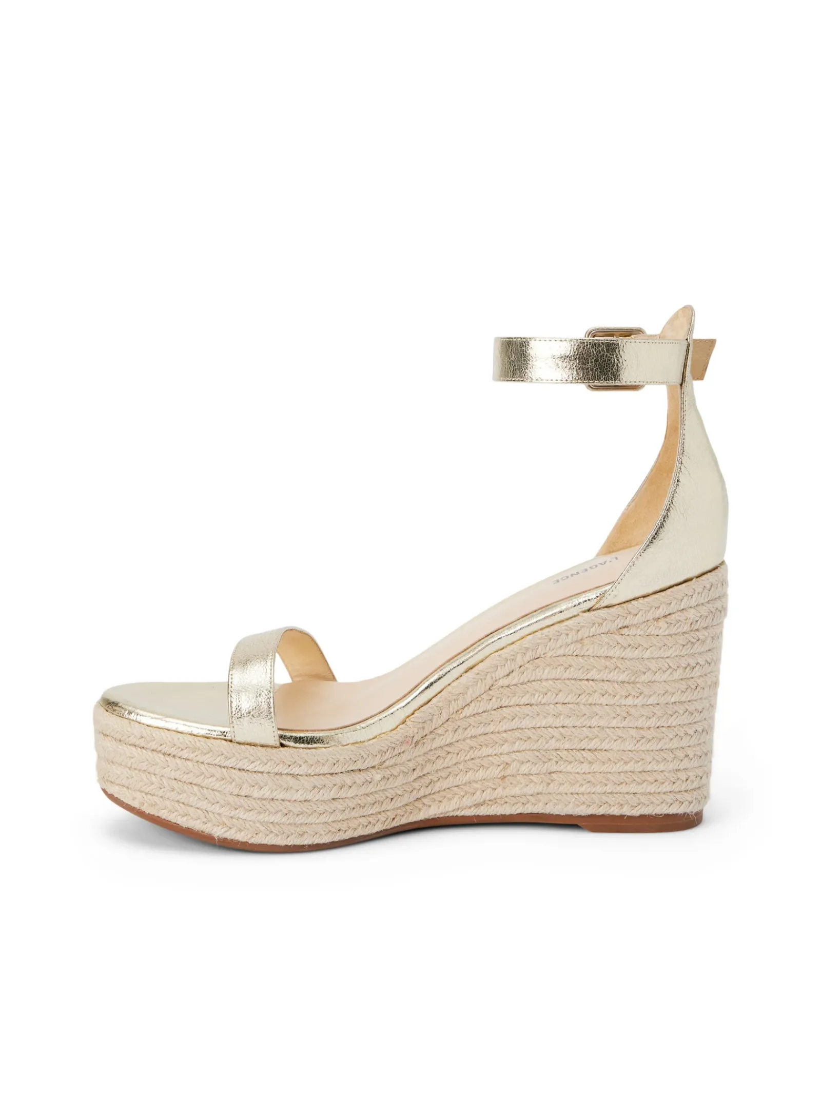 L'AGENCE Spring Collection|Heels & Pumps|Avice Wedge Espadrille Gold Metallic Leather