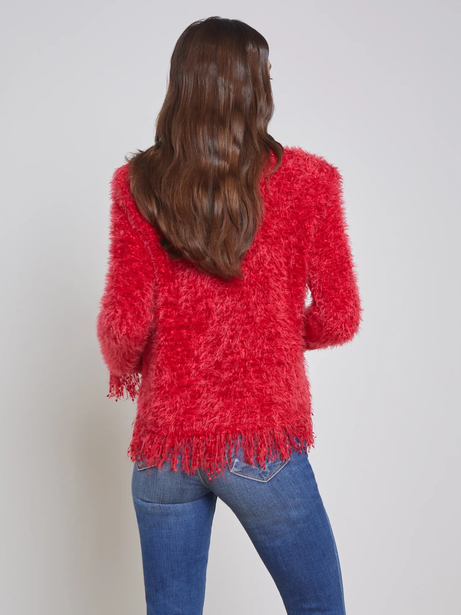 L'AGENCE Online Exclusives|Knitwear|Azure Fringe Cardigan Blazer Red