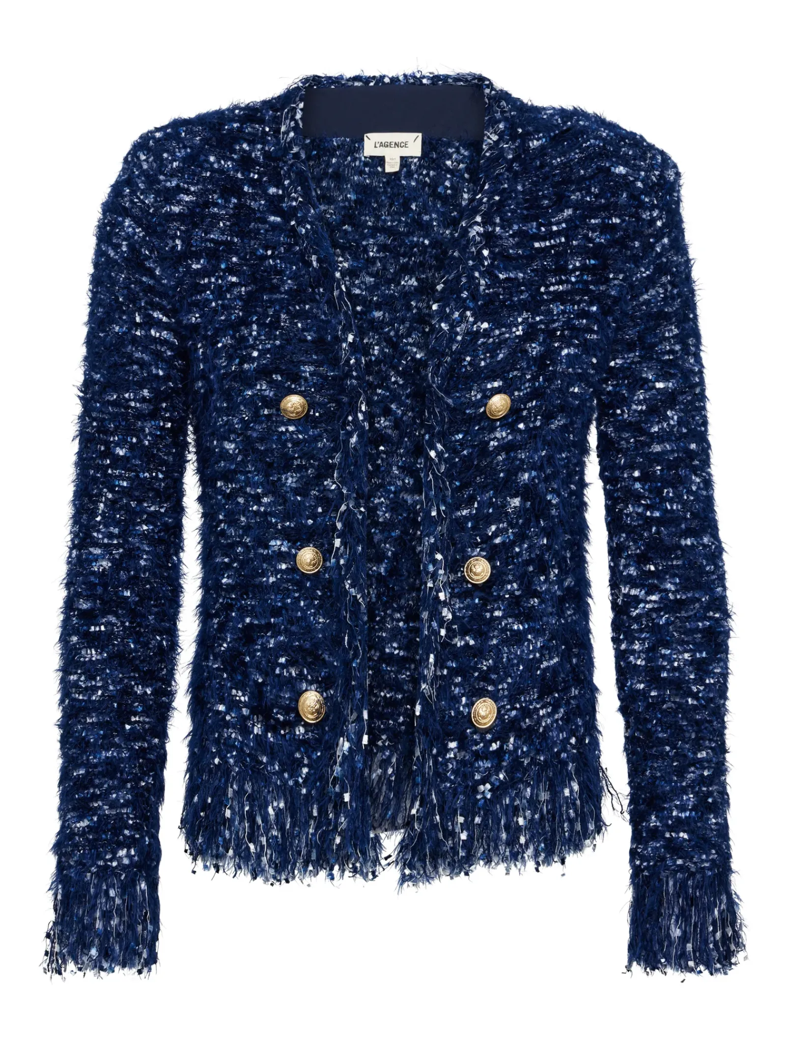 L'AGENCE Online Exclusives|Knitwear|Azure Fringe Cardigan Blazer Midnight Multi