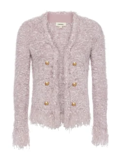 L'AGENCE Back in Stock|Maternity|Azure Fringe Cardigan Blazer Dusty Pink