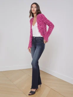 L'AGENCE Online Exclusives|Knitwear|Azure Fringe Cardigan Blazer Pink