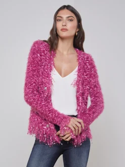 L'AGENCE Online Exclusives|Knitwear|Azure Fringe Cardigan Blazer Pink