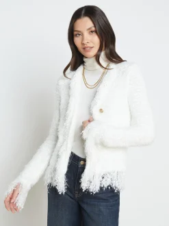 L'AGENCE Nouveau Whites|Online Exclusives|Azure Fringe Cardigan Blazer White