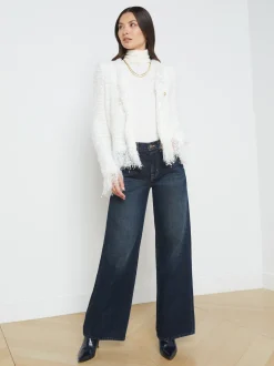 L'AGENCE Nouveau Whites|Online Exclusives|Azure Fringe Cardigan Blazer White