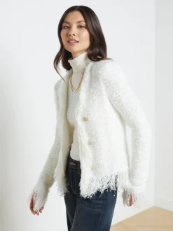 L'AGENCE Nouveau Whites|Online Exclusives|Azure Fringe Cardigan Blazer White