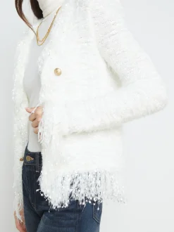 L'AGENCE Nouveau Whites|Online Exclusives|Azure Fringe Cardigan Blazer White