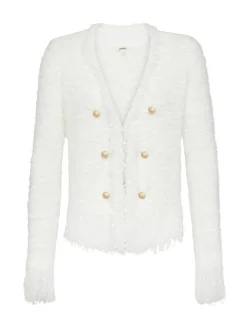 L'AGENCE Nouveau Whites|Online Exclusives|Azure Fringe Cardigan Blazer White