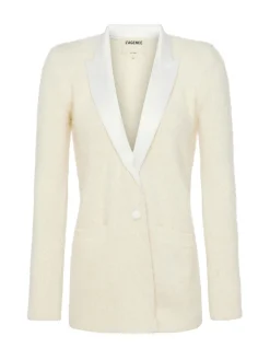 L'AGENCE Nouveau Whites|Spring Collection|Baileigh Textured Knit Blazer Ivory
