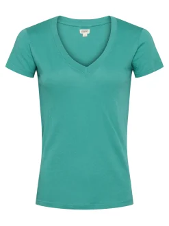 L'AGENCE Online Exclusives|Resort Collection|Becca Cotton V-Neck Tee Green Jasper