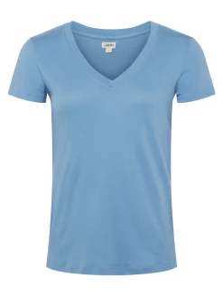 L'AGENCE Spring Collection|Best Sellers|Becca Cotton V-Neck Tee Blue Mist