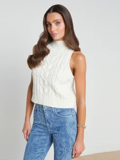 L'AGENCE Nouveau Whites|Spring Collection|Bellini Cable-Knit Turtleneck Ivory