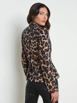 L'AGENCE Print Edition|Spring Collection|Bethany Tapered Blazer Cashew Multi Leopard Jacquard