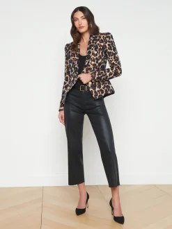 L'AGENCE Print Edition|Spring Collection|Bethany Tapered Blazer Cashew Multi Leopard Jacquard
