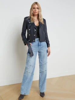 L'AGENCE Leather|Blazers & Jackets|Billie Belted Leather Jacket Midnight