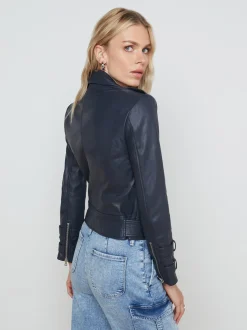 L'AGENCE Leather|Blazers & Jackets|Billie Belted Leather Jacket Midnight