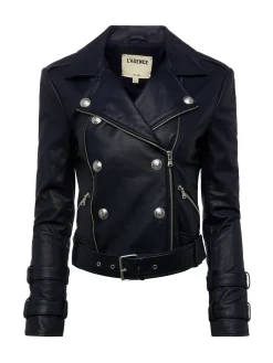 L'AGENCE Leather|Blazers & Jackets|Billie Belted Leather Jacket Midnight