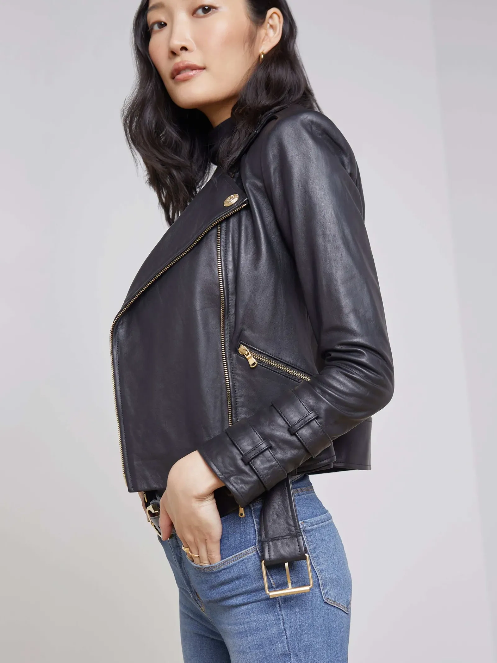 L'AGENCE All Things Black|Leather|Billie Belted Leather Jacket Black