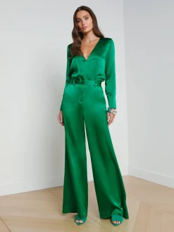 L'AGENCE Sets|Spring Collection|Blaze Silk Bodysuit Sea Green