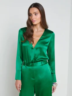 L'AGENCE Sets|Spring Collection|Blaze Silk Bodysuit Sea Green