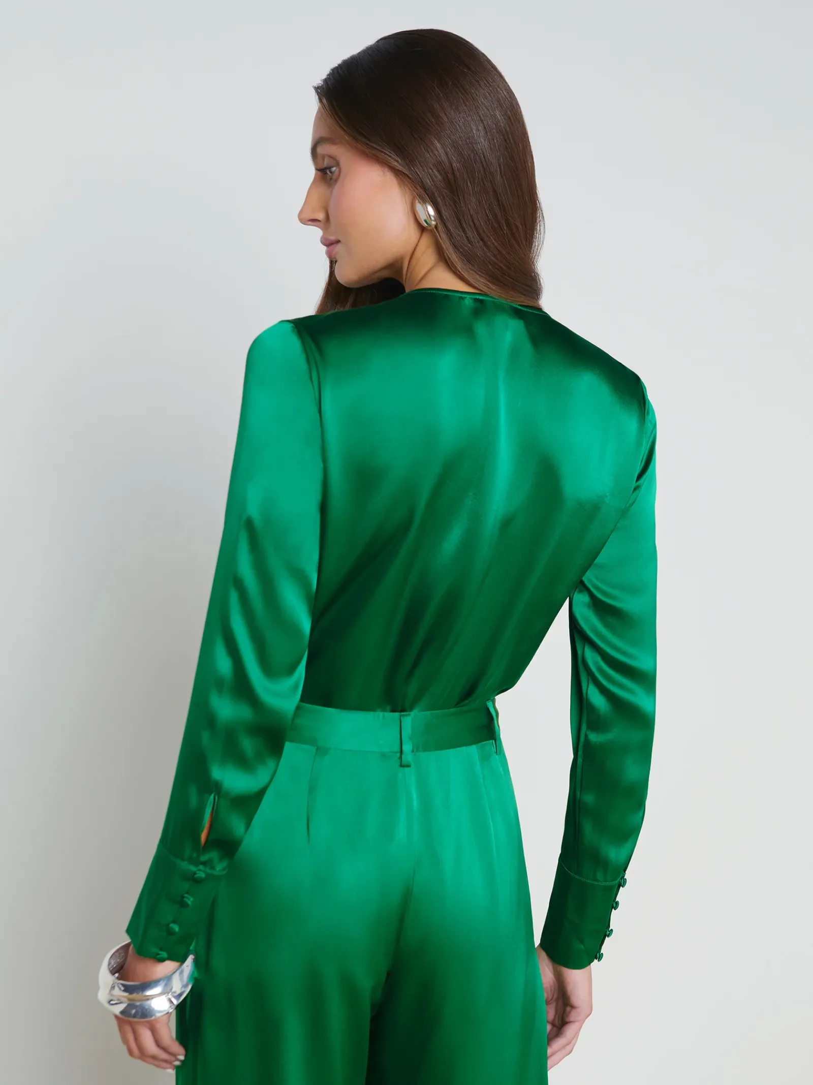L'AGENCE Sets|Spring Collection|Blaze Silk Bodysuit Sea Green