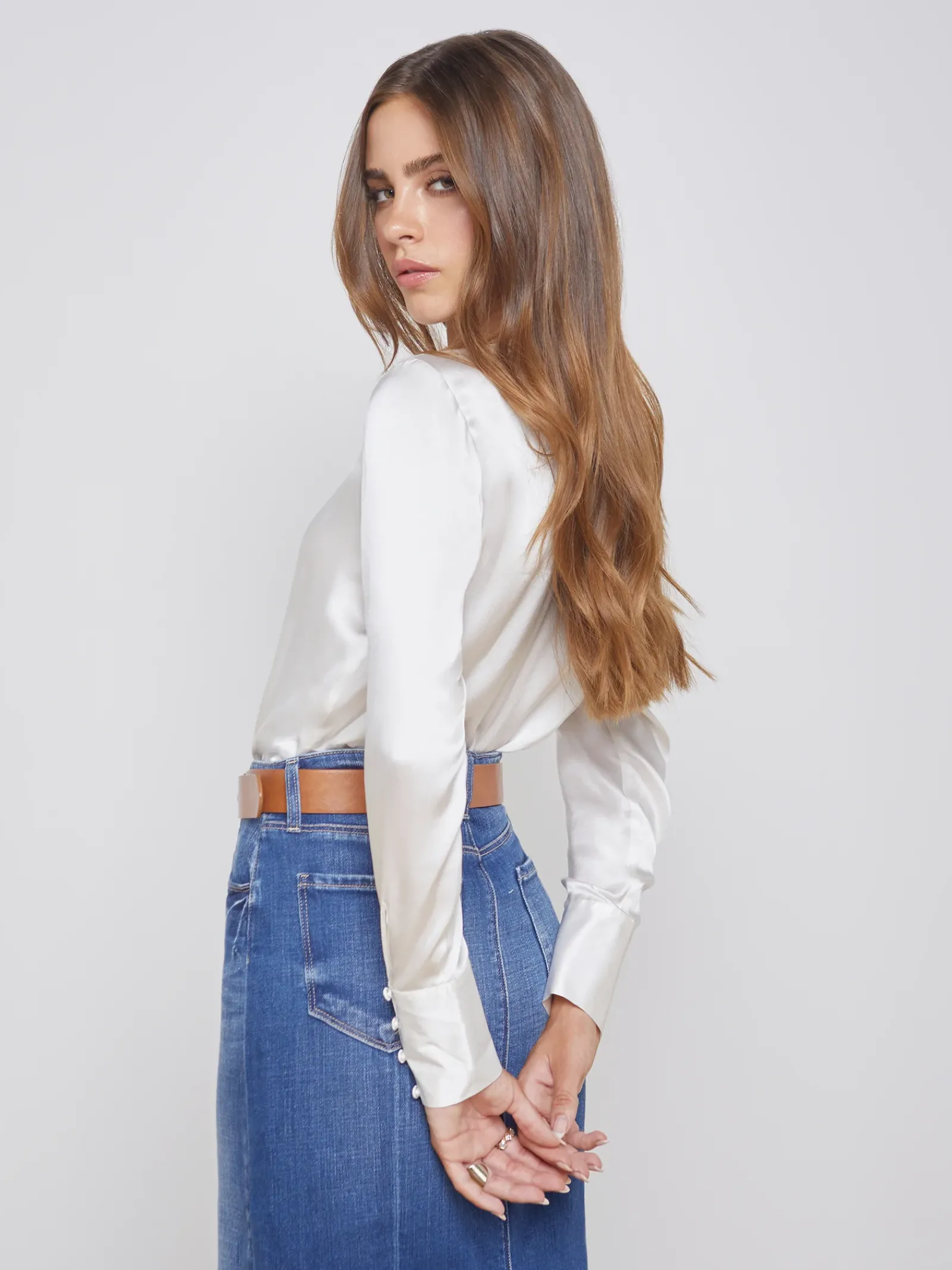 L'AGENCE Best Sellers|Silks|Blaze Silk Bodysuit Ivory