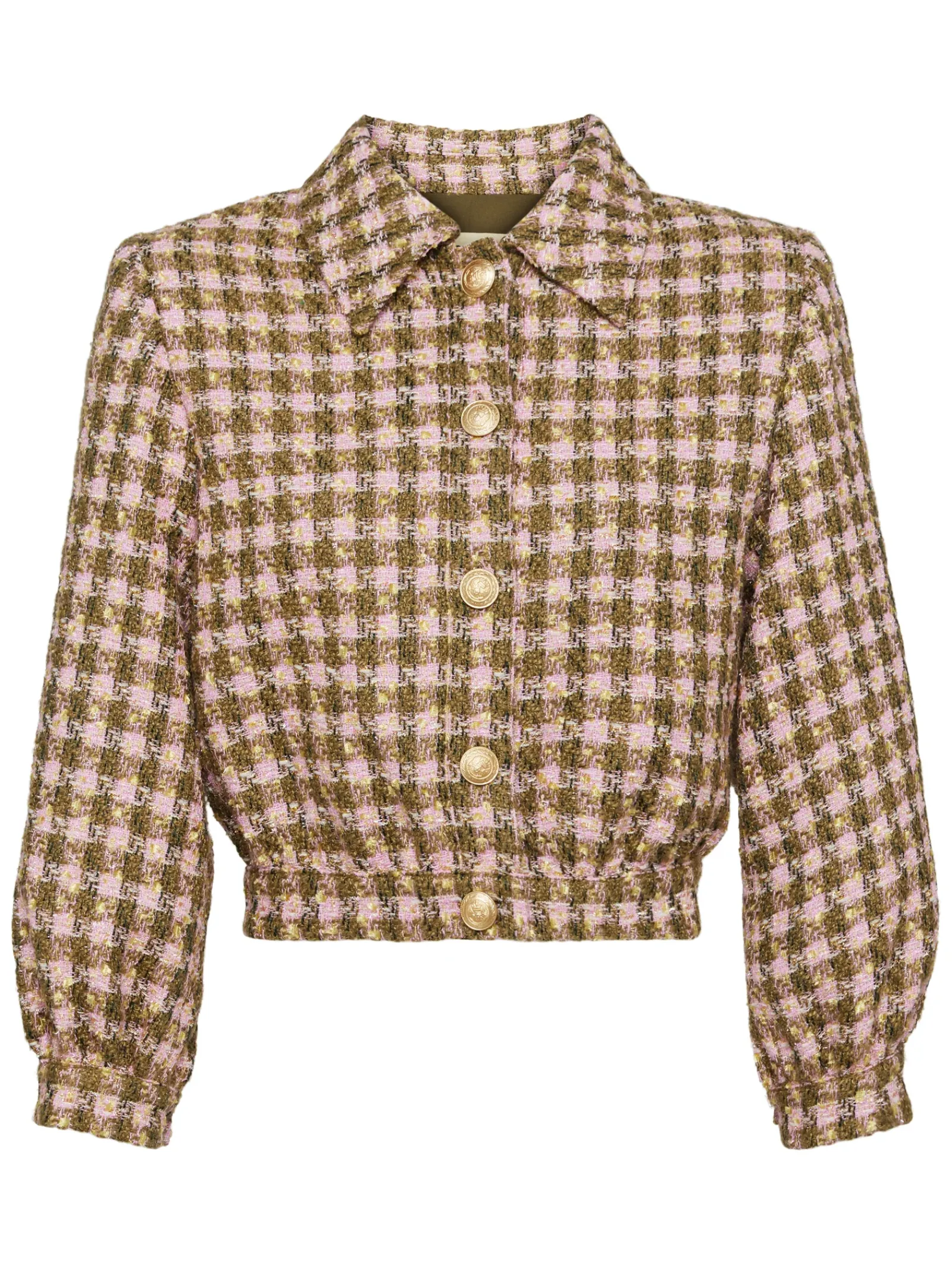 L'AGENCE Resort Collection|Best Sellers|Bridges Tweed Jacket Army/Light Pink Multi