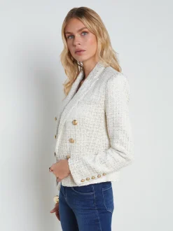 L'AGENCE Nouveau Whites|Spring Collection|Brooke Open-Front Blazer Ivory/Light Gold