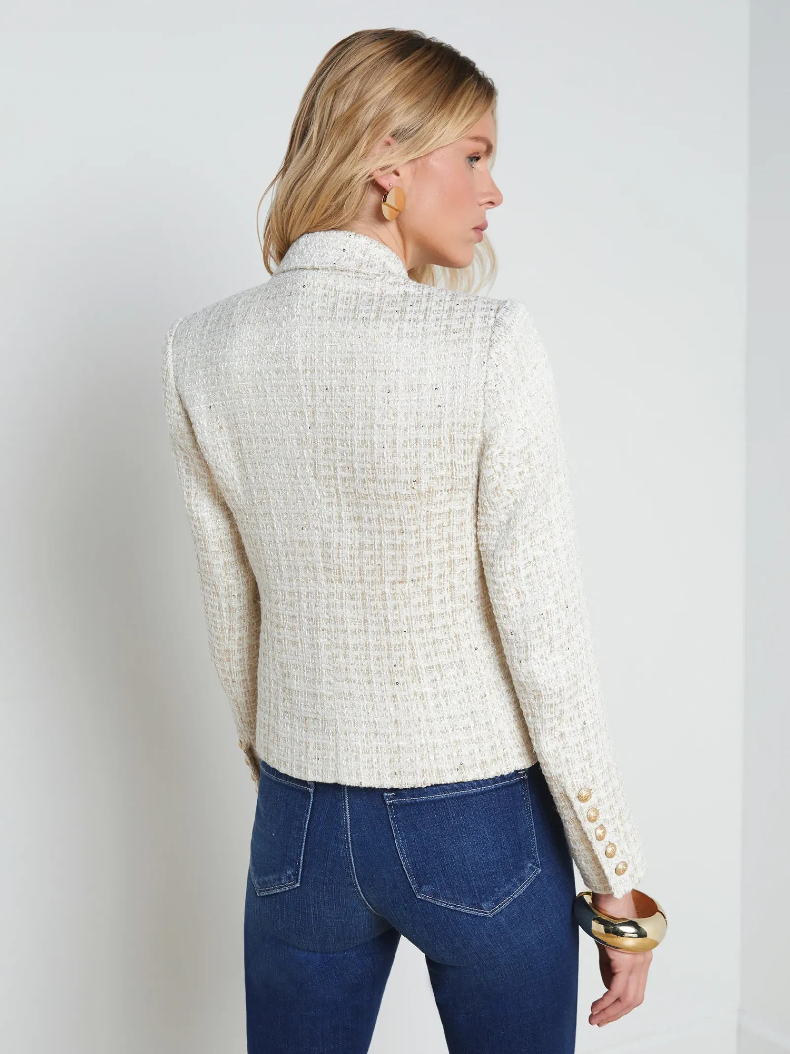 L'AGENCE Nouveau Whites|Spring Collection|Brooke Open-Front Blazer Ivory/Light Gold