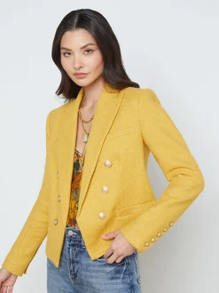 L'AGENCE Resort Collection|Blazers & Jackets|Brooke Open-Front Blazer Citrine/Gold