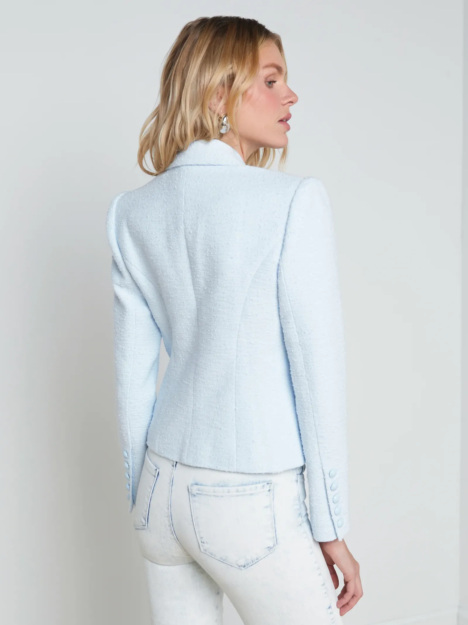 L'AGENCE Online Exclusives|Spring '24 Catalog|Brooke Open-Front Blazer Ice Water