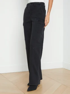 L'AGENCE All Things Black|Cargo Pants|Brooklyn Cargo Jean Washed Black