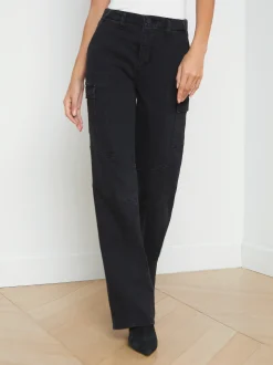 L'AGENCE All Things Black|Cargo Pants|Brooklyn Cargo Jean Washed Black