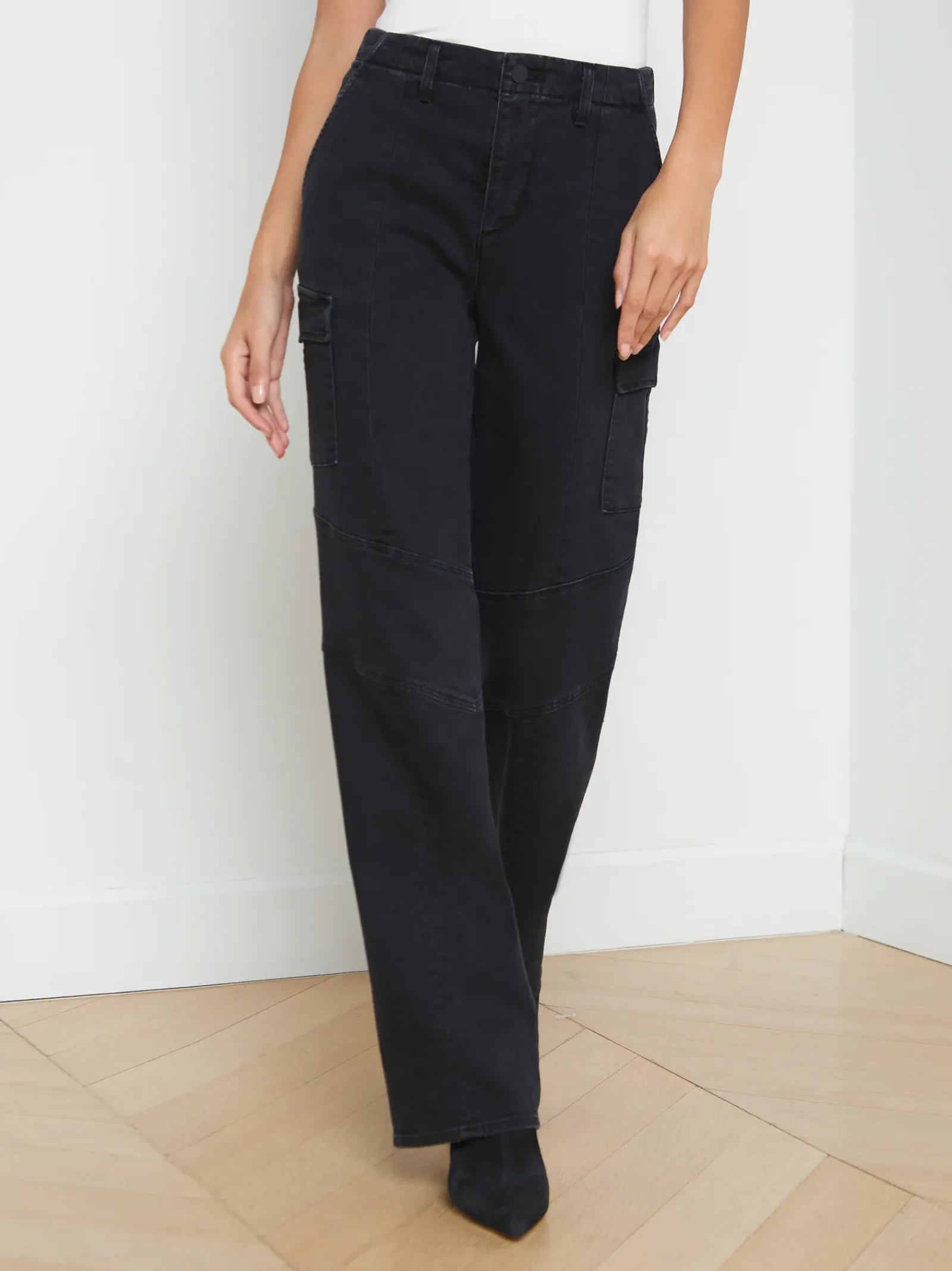 L'AGENCE All Things Black|Cargo Pants|Brooklyn Cargo Jean Washed Black