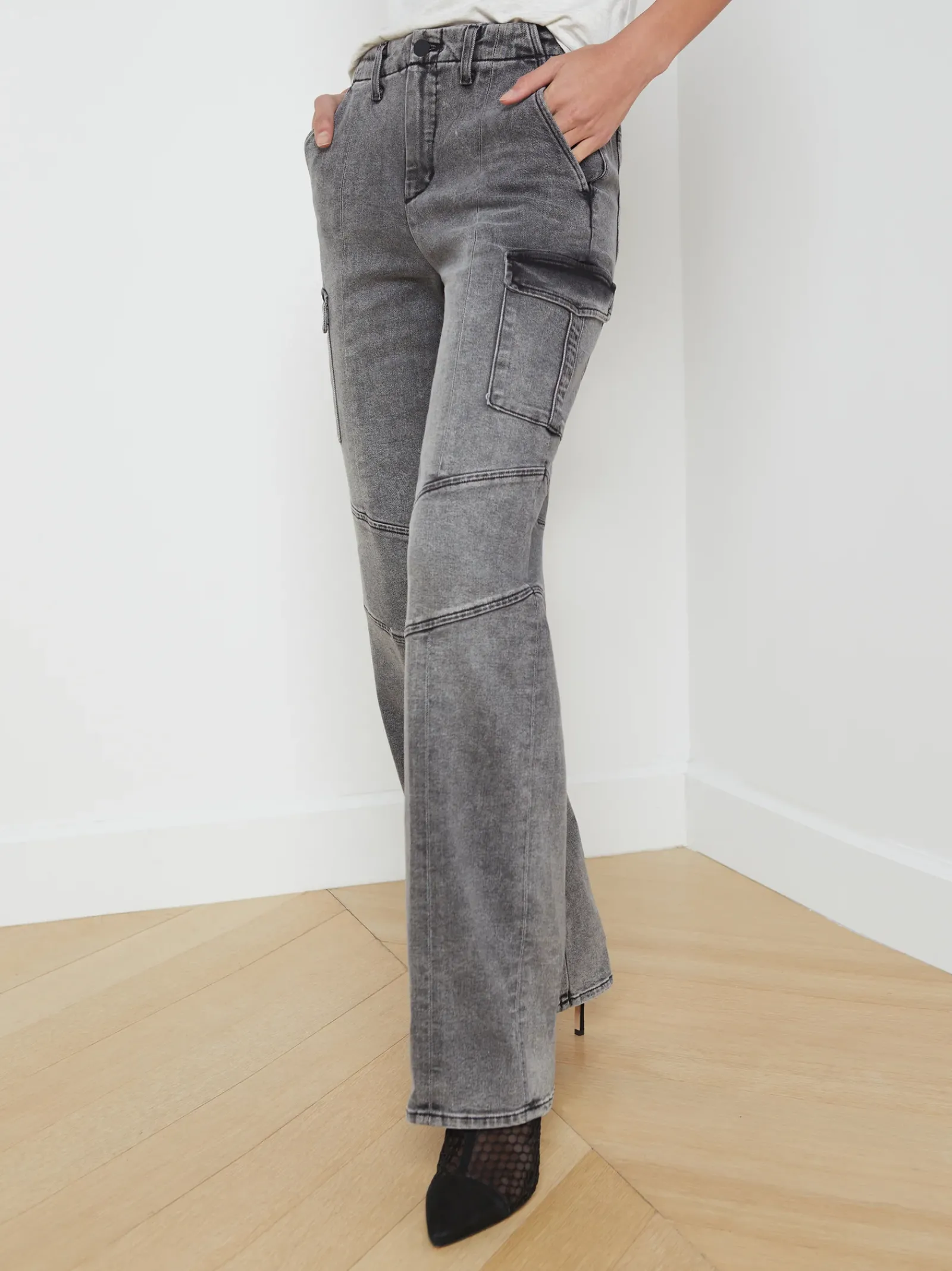 L'AGENCE Cargo Pants|Cargo Pants|Brooklyn Cargo Jean Magnesite