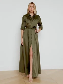 L'AGENCE Spring Collection|Dresses & Jumpsuits|Cammi Poplin Dress Ivy Green