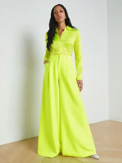 L'AGENCE Sets|Spring Collection|Caspian Wide-Leg Pant Neon Citrus
