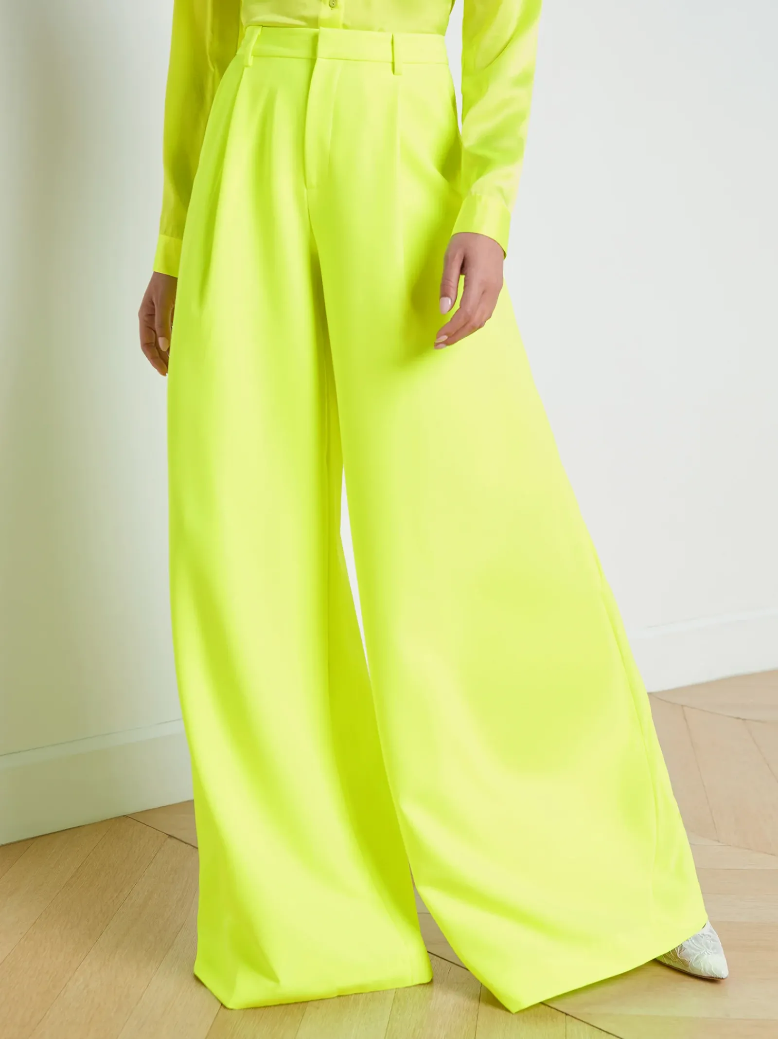 L'AGENCE Sets|Spring Collection|Caspian Wide-Leg Pant Neon Citrus