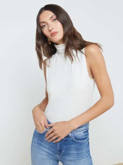 L'AGENCE Online Exclusives|Back in Stock|Ceci Sleeveless Turtleneck Light Ash Grey