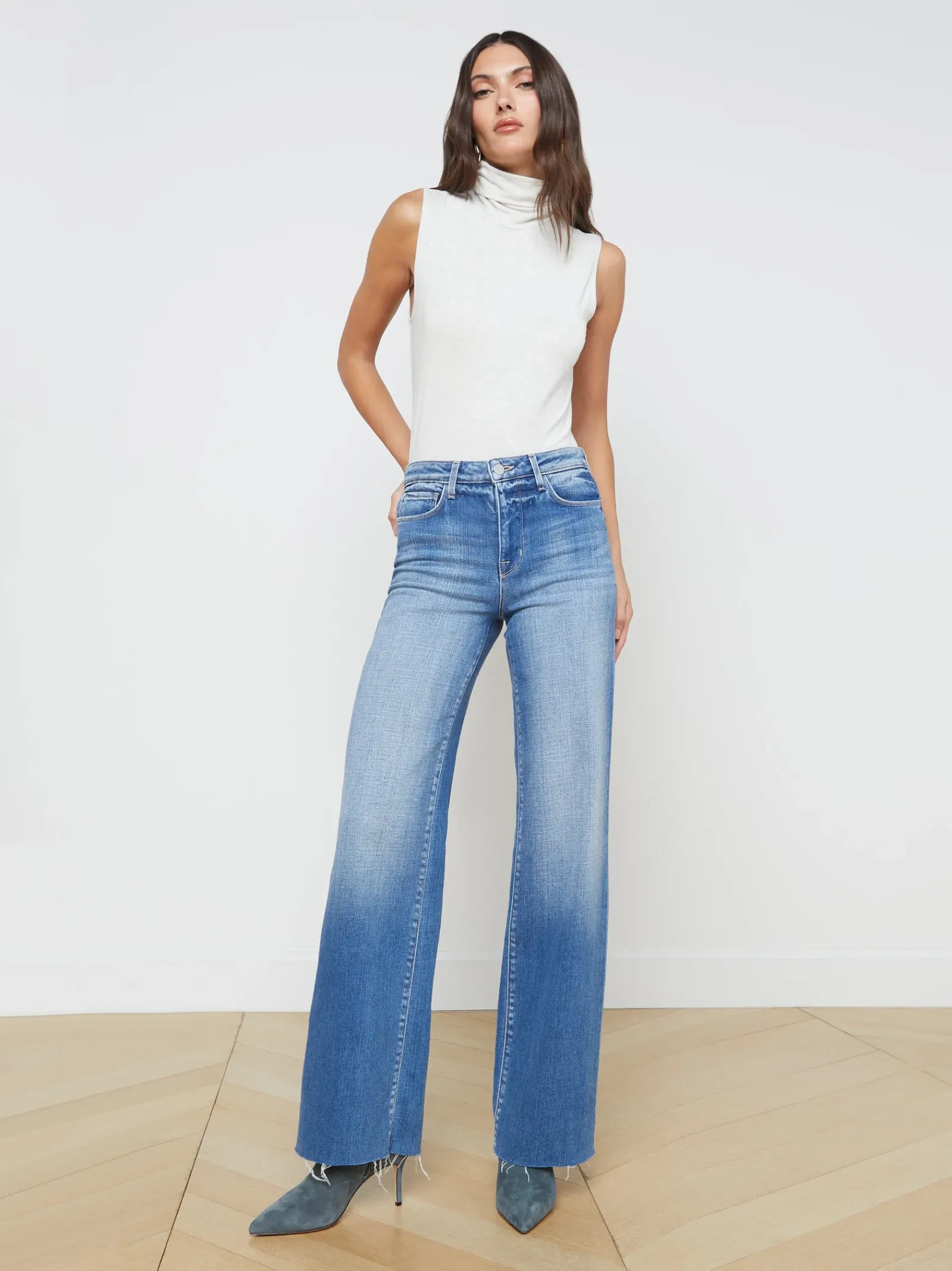 L'AGENCE Online Exclusives|Back in Stock|Ceci Sleeveless Turtleneck Light Ash Grey