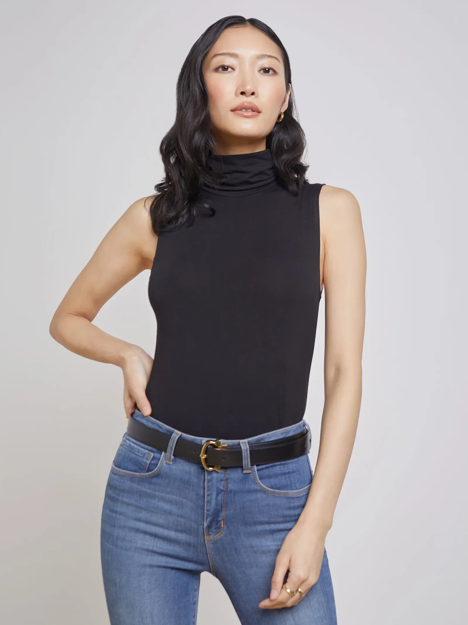 L'AGENCE All Things Black|Blouses & Tops|Ceci Sleeveless Turtleneck Black