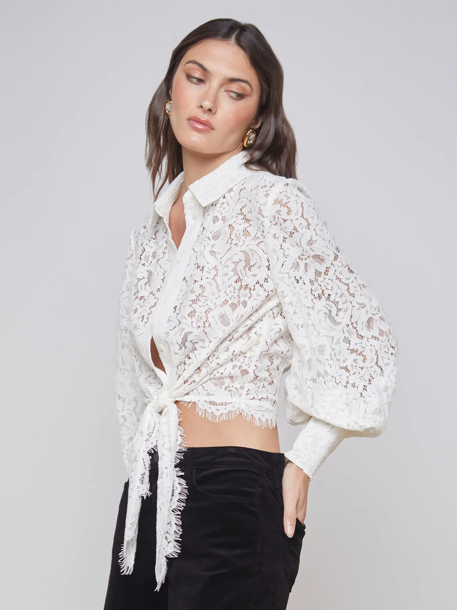 L'AGENCE Nouveau Whites|Online Exclusives|Cedar Lace Top Off White