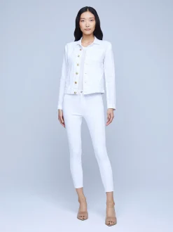 L'AGENCE Nouveau Whites|Denim Jackets|Celine Linen Jacket Blanc