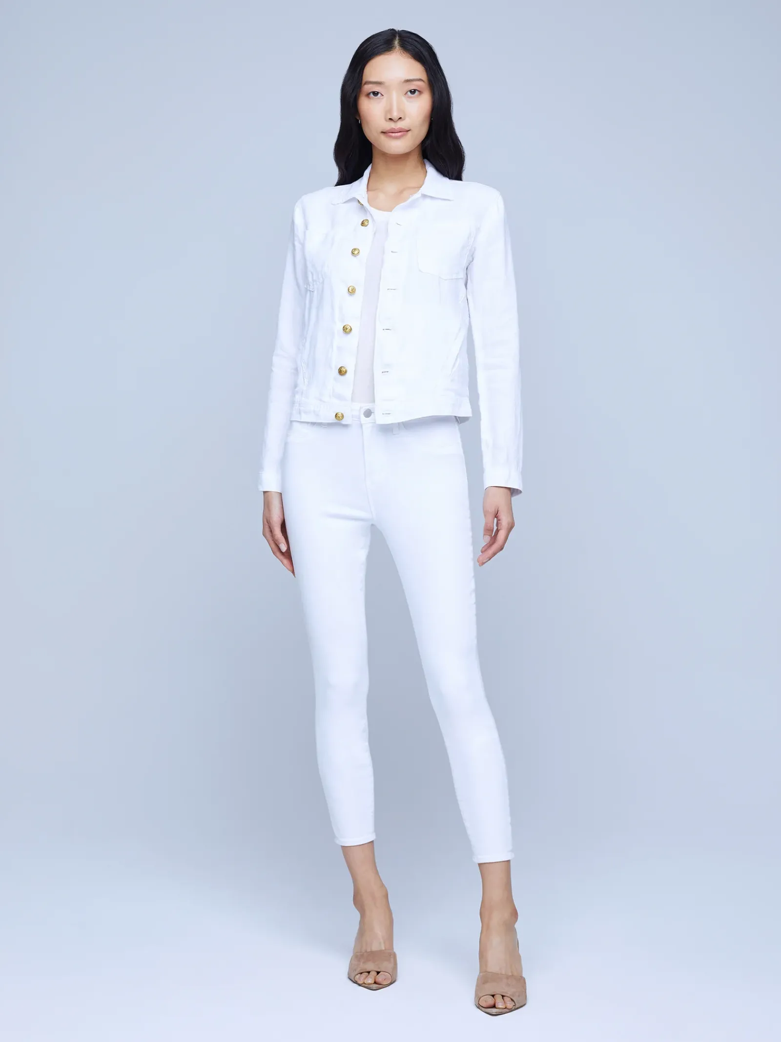 L'AGENCE Nouveau Whites|Denim Jackets|Celine Linen Jacket Blanc