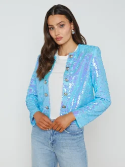 L'AGENCE Spring Collection|Blazers & Jackets|Cerise Sequin Jacket Cloud Blue