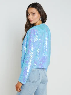 L'AGENCE Spring Collection|Blazers & Jackets|Cerise Sequin Jacket Cloud Blue