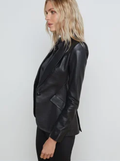 L'AGENCE All Things Black|Leather|Chamberlain Leather Blazer Black