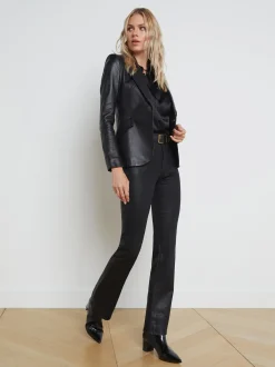 L'AGENCE All Things Black|Leather|Chamberlain Leather Blazer Black