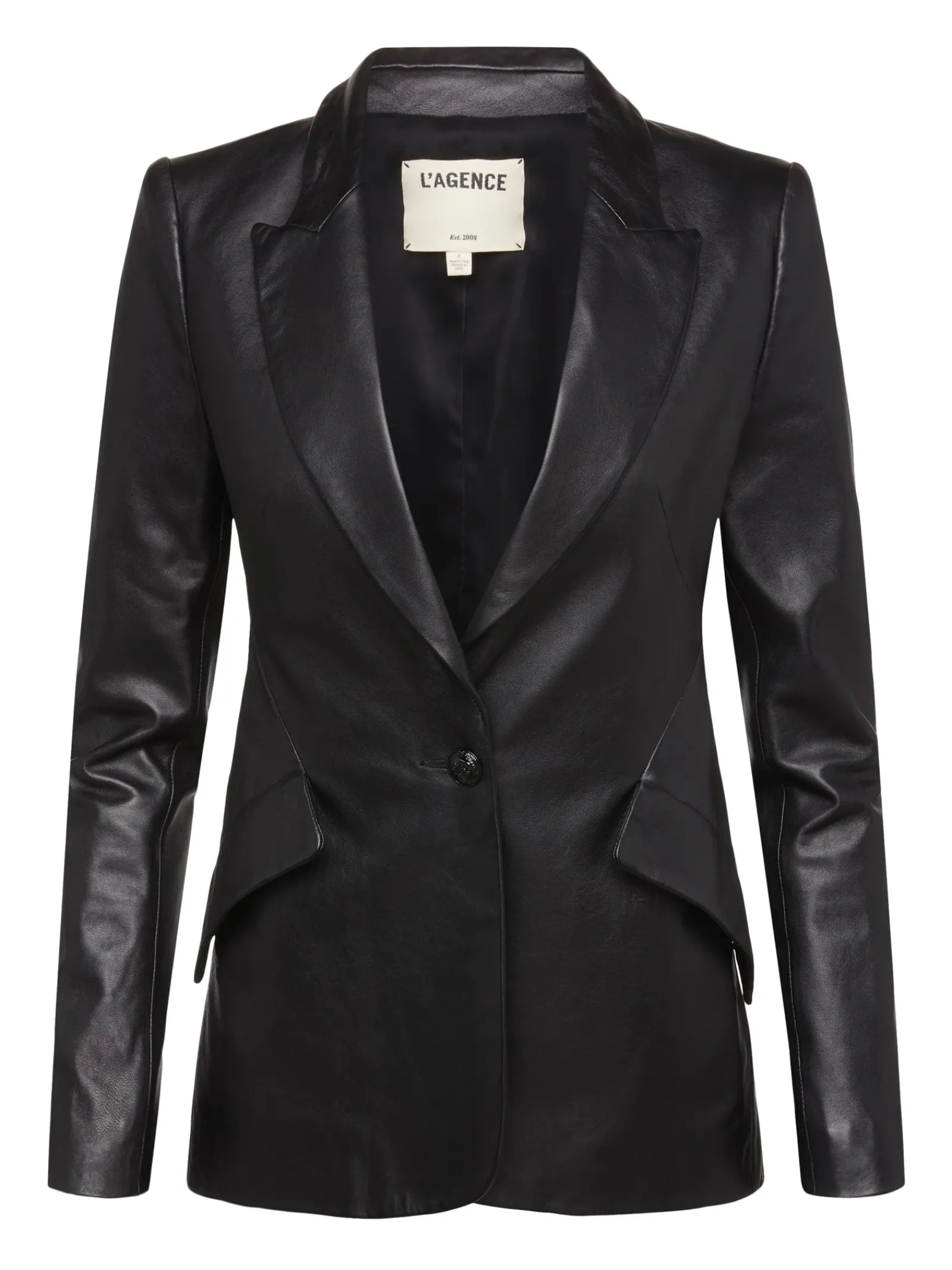 L'AGENCE All Things Black|Leather|Chamberlain Leather Blazer Black