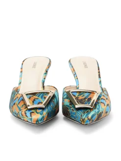 L'AGENCE Resort Collection|Print Edition|Charlene Mule Parrot Feather Satin