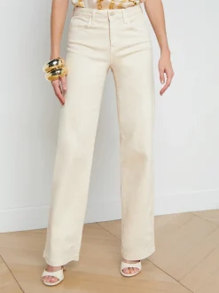 L'AGENCE Wide & Relaxed|Spring Collection|Clayton Wide-Leg Jean Oat